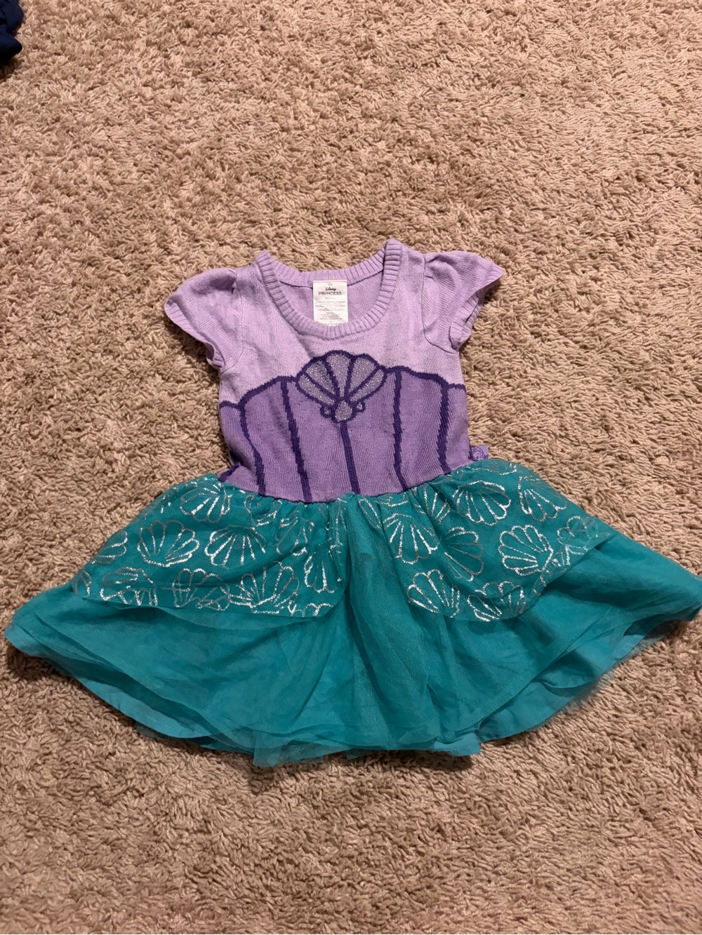 Disney Princess Ariel Little Mermaid Tutu Dress Girls 2T Purple Teal